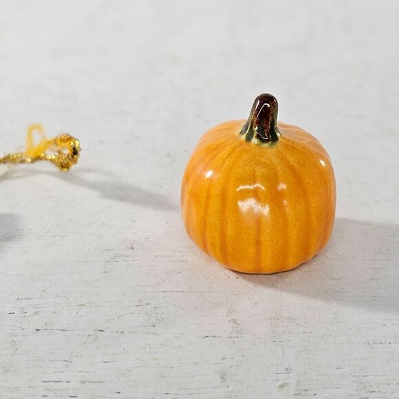 Black Cat Miniature Ornament Orange Pumpkin Bone China Figurines Set Halloween - Picture 7 of 8